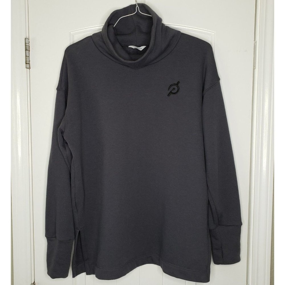 Peloton Cowl Neck Sweatshirt Womens Large Gray Long Sleeve Fleece Pullover Top